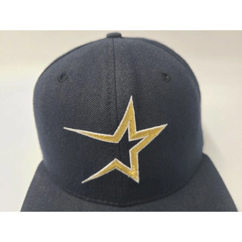 Vintage Houston Astros New Era 59Fifty Pro Model Fitted 7 Hat Cap Blue Gold Star